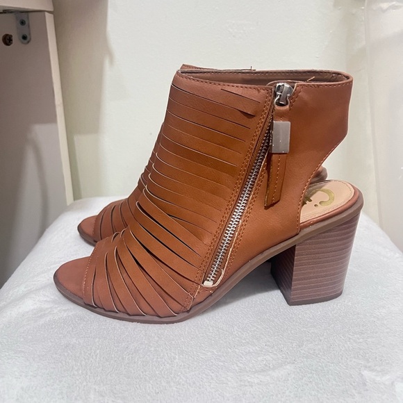 Sam Edelman Tan Heeled Boots with Open Toe and Chunky Heel size 9M kesler - Picture 8 of 16